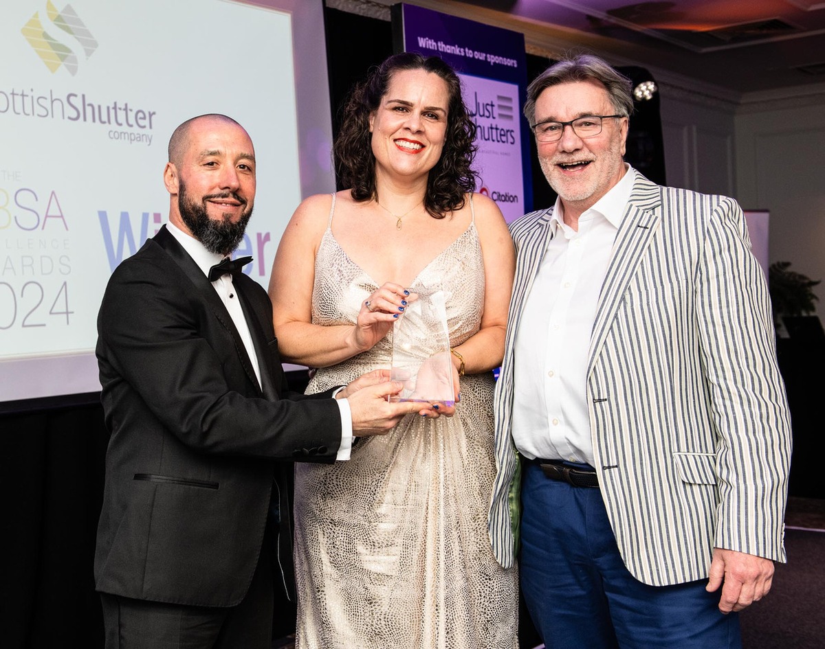 Judith D'Ambrosio collecting the Best Marketing award at the BBSA Awards 2024