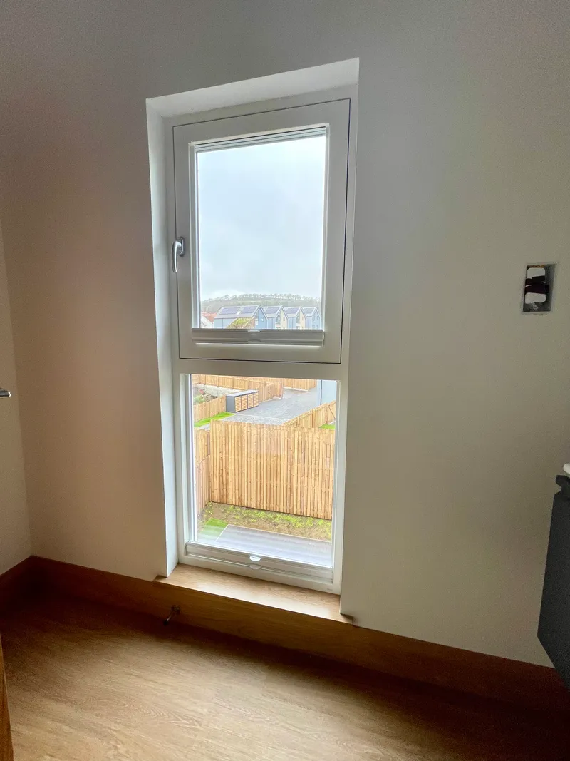 Glass Mounted Tru-Fit Duette Blinds With No Frame - Fully Retracted