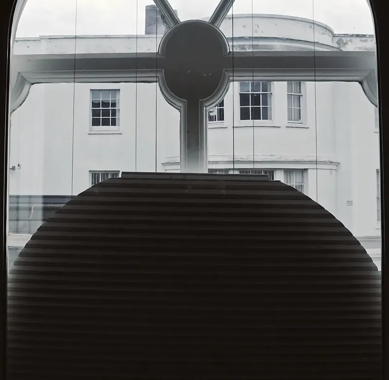 Arched, motorised, stack-at-the-bottom, Duette blind 2