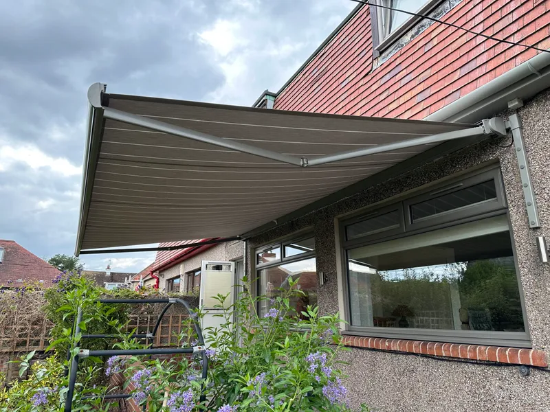 Awning with LED lighting for evening use