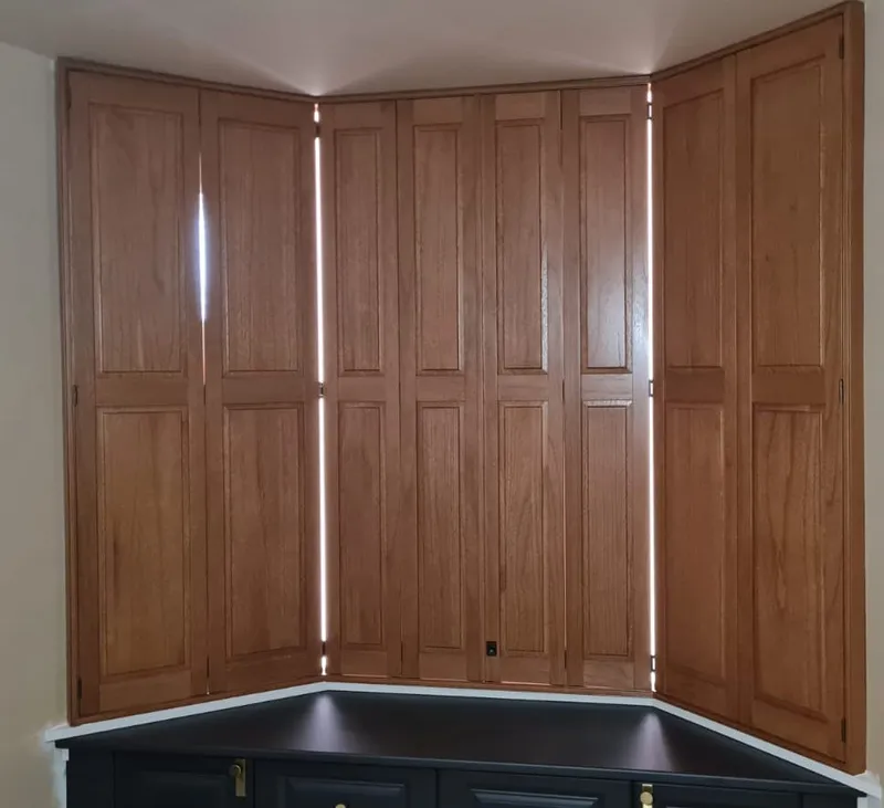 Solid Window Shutters on a Bay Window - by The Scottish Shutter Company