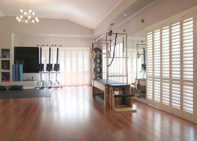 Silk White Security Shutters in a Gym