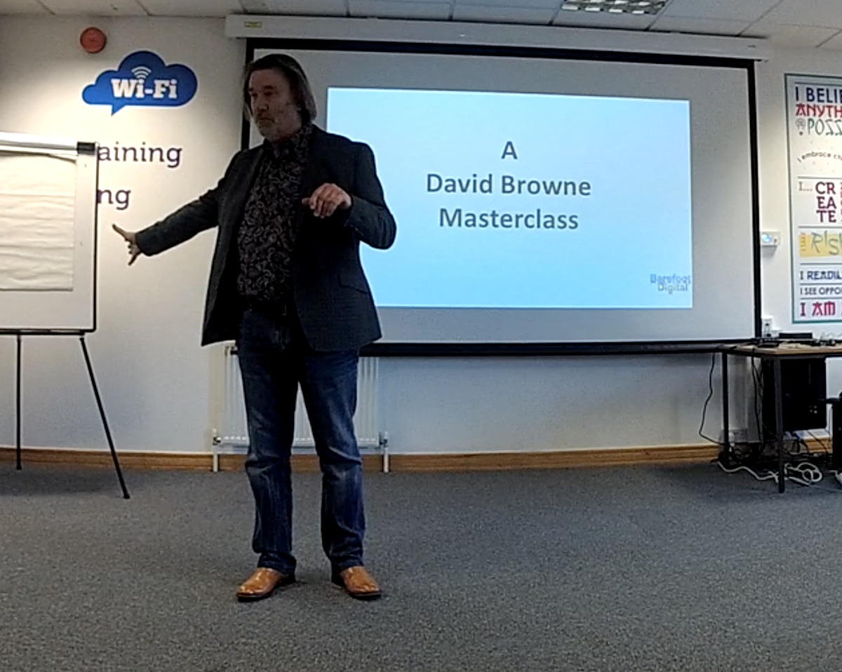 David Browne delivering a marketing masterclass at a Barefoot Digital event