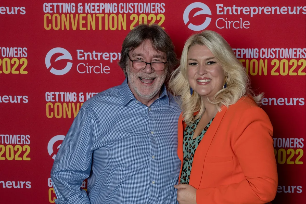 David Browne with Sarah Davies from BBC Dragons' Den at the Entrepreneurs Circle Convention 2022