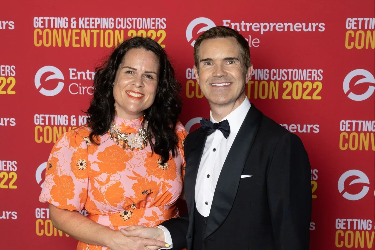 Judith D'Ambrosio with comedian Jimmy Carr at the Entrepreneurs Circle Convention 2022
