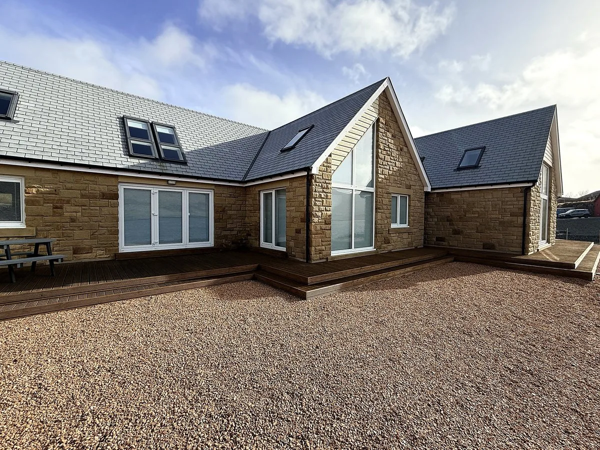 A stunning new build property on Shetland fitted with motorised cellular blinds by The Scottish Shutter Company