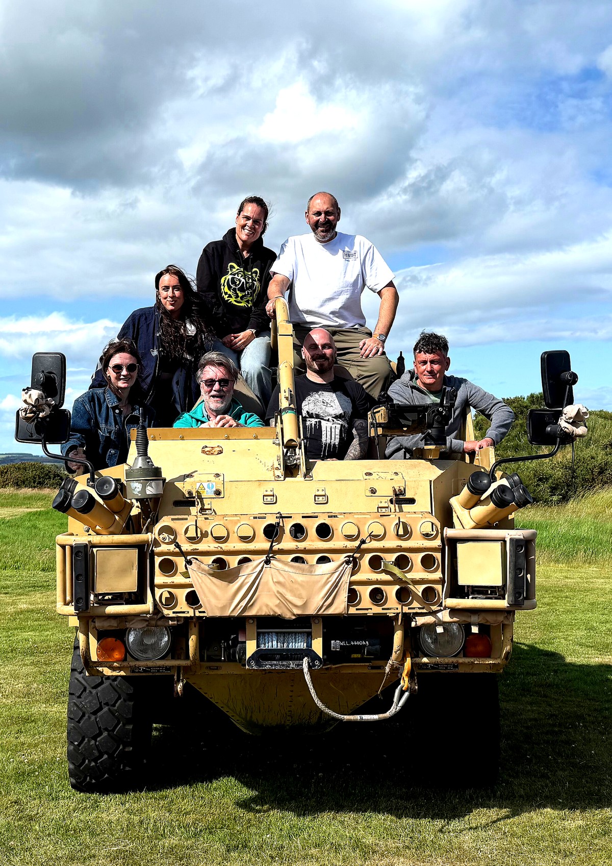The SSC team on a Jackal military vehicle during a team building day with the Royal Marines