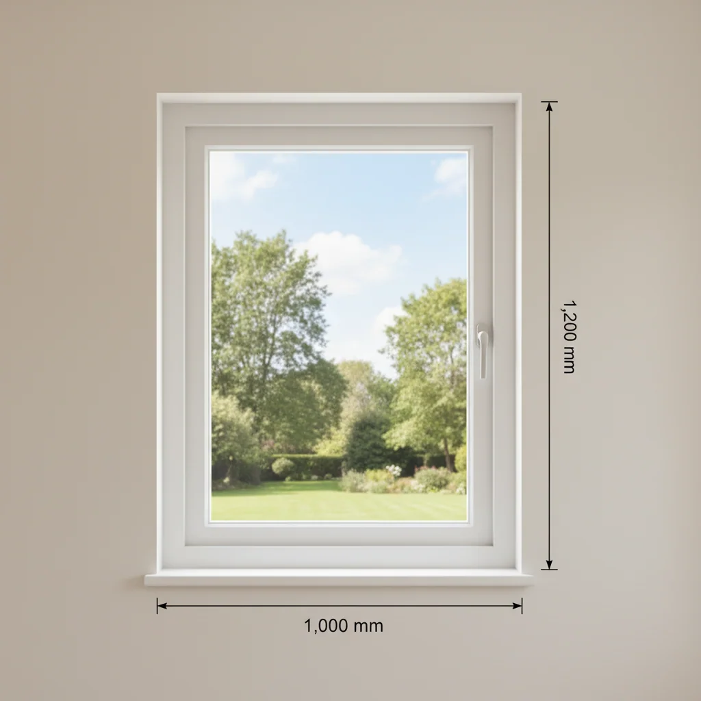 A standard 1,000 mm x 1,200 mm casement window with dimension annotations