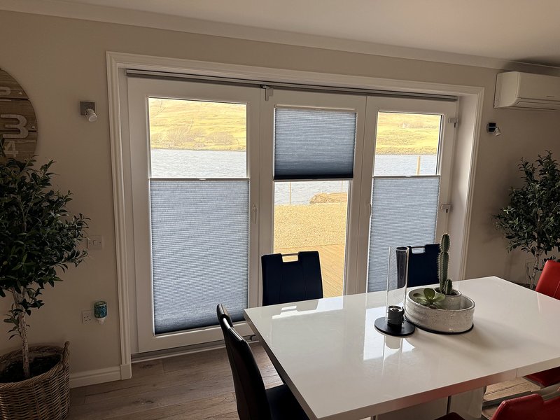 TruFit blinds on French doors with loch view