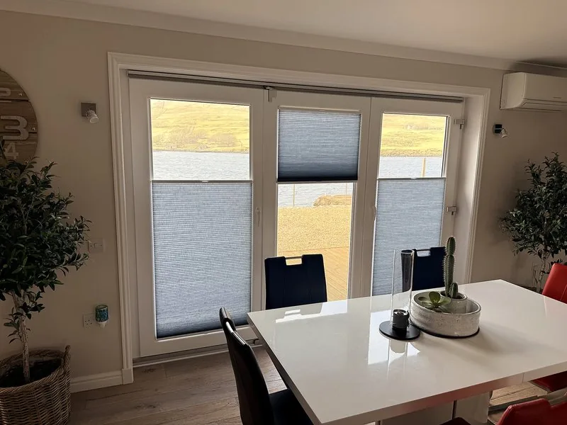 TruFit blinds on French doors with loch view